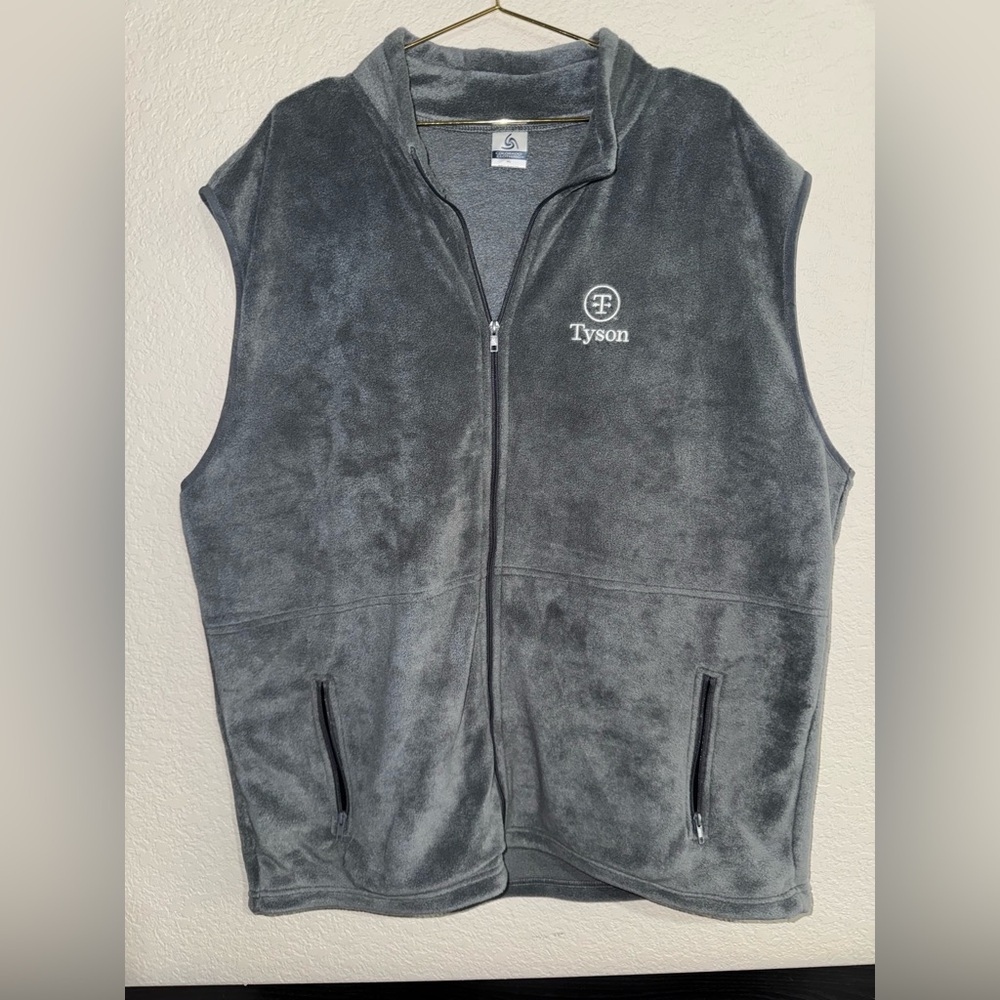 Men’s Gray Fleece Vest with Tyson logo